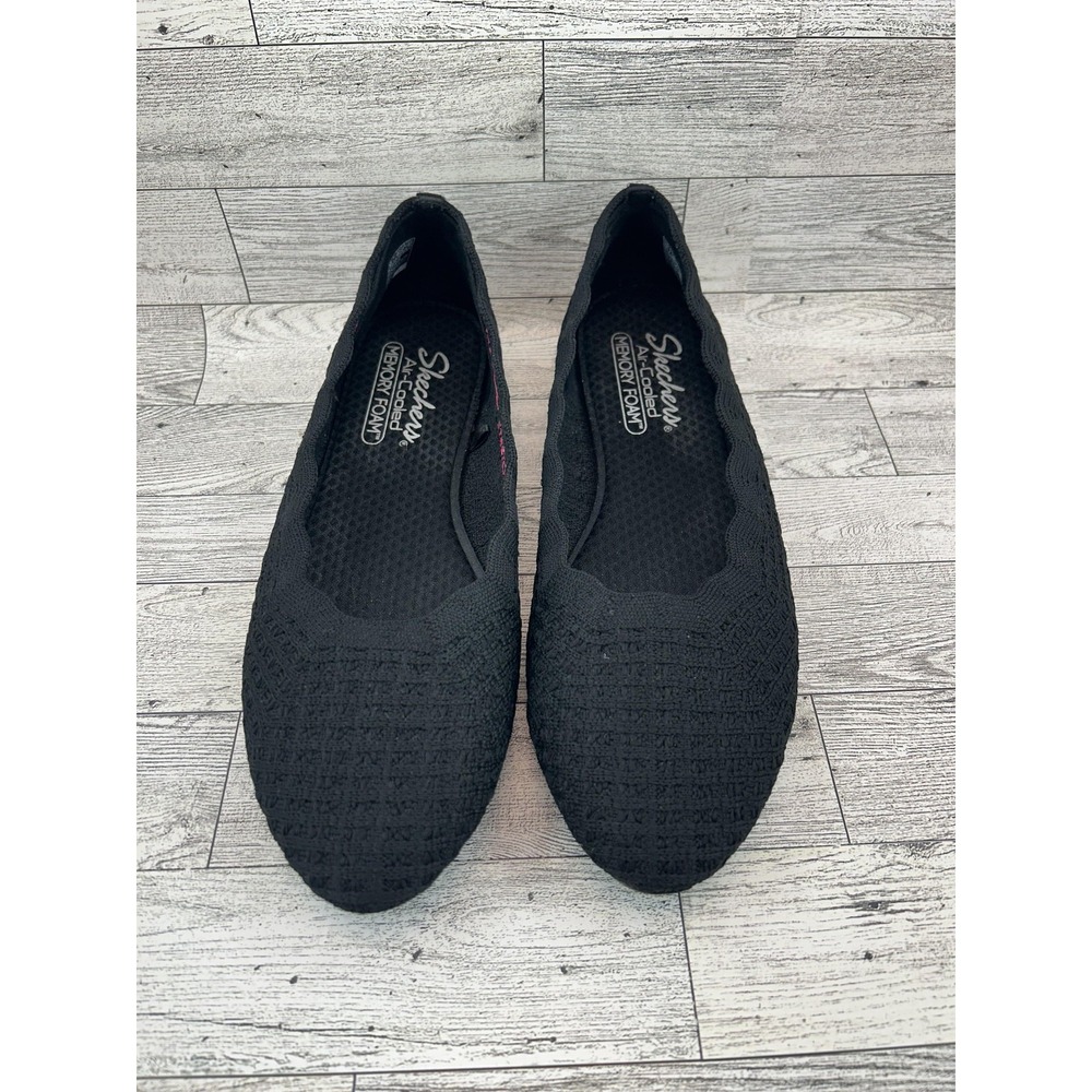 Skechers Shoes Womens Size 10 Black Air-Cooled Memory Foam Stretch Fit Comfort
